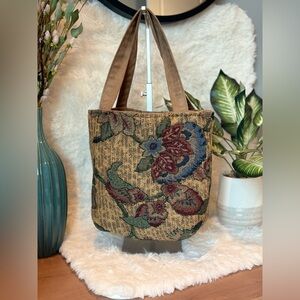 Vintage Floral Tapestry Tote